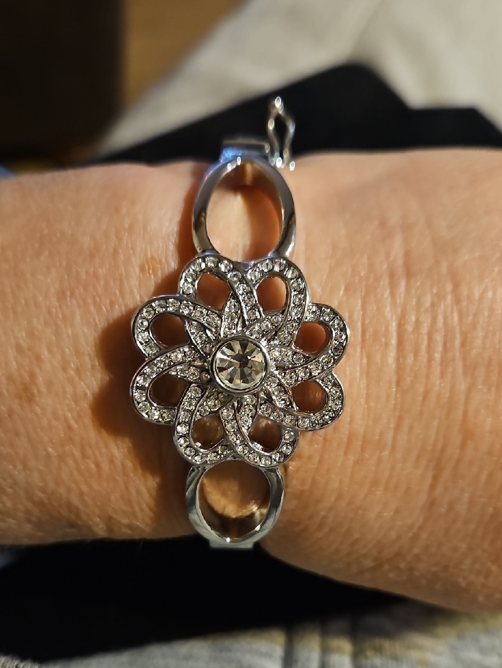 Lia Sophia Silver Floral Crystal Bracelet